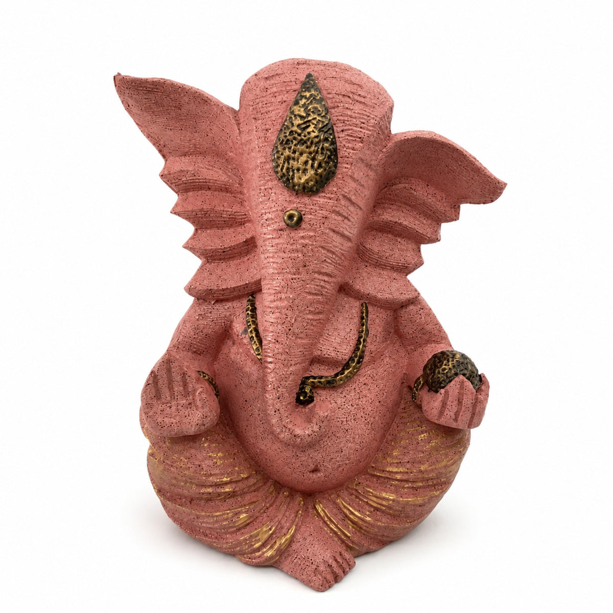 Auspicious Lord Ganesha with Flute Idol - Dusty Rose Gold