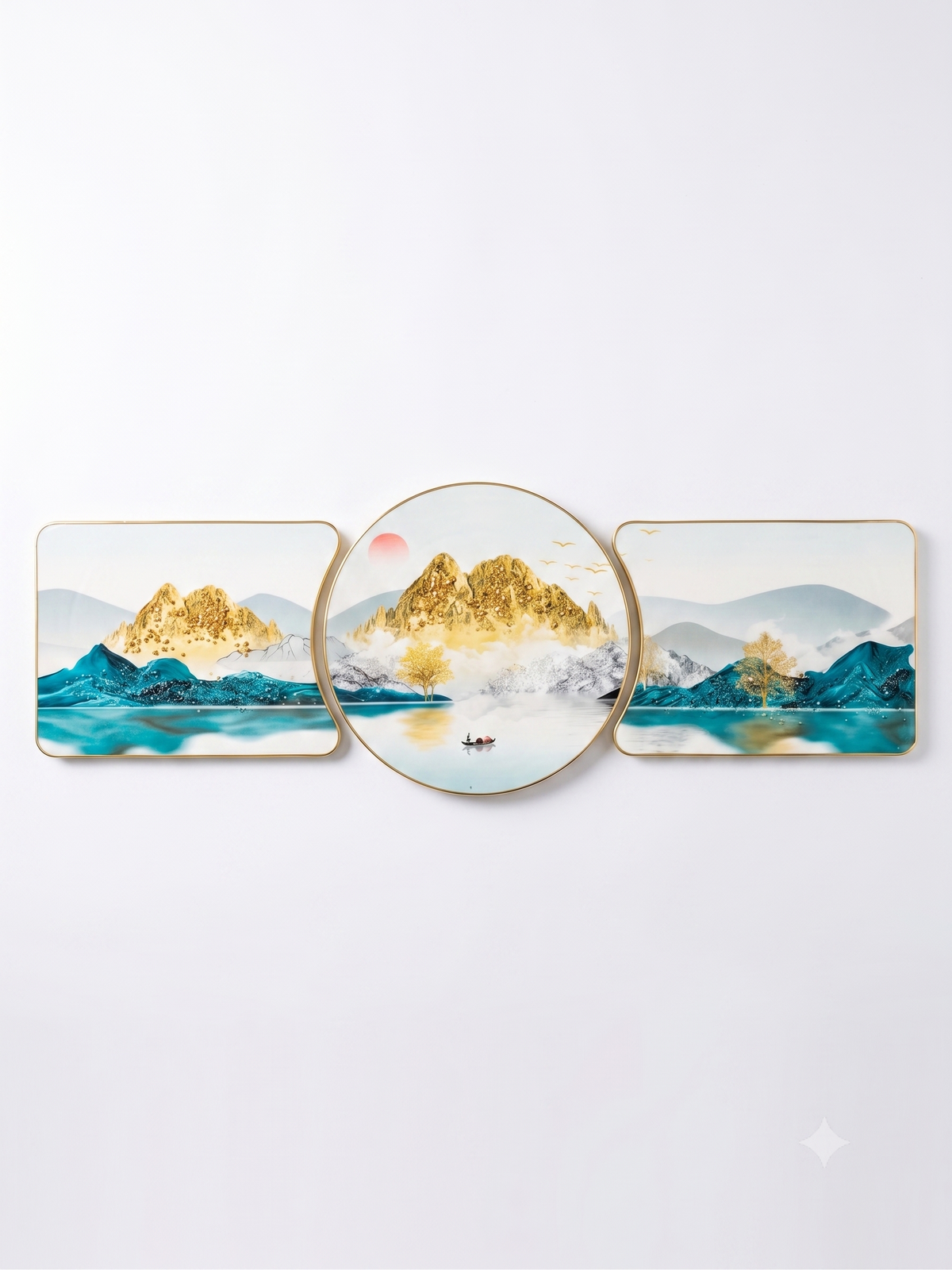 Aura & Hues Modern Abstract Mountain Landscape Crystal Wall Painting - 46x15 Inches