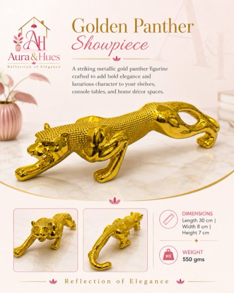 Royal Beast Golden Jaguar Decorative Showpiece