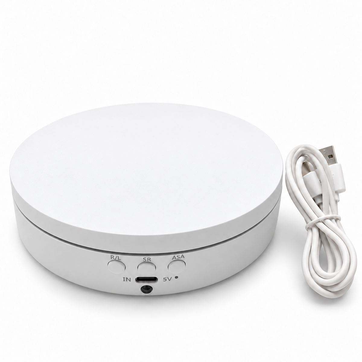 Aura & Hues 5.5-Inch 360 Degree Motorized Revolving Turntable Display Stand - White