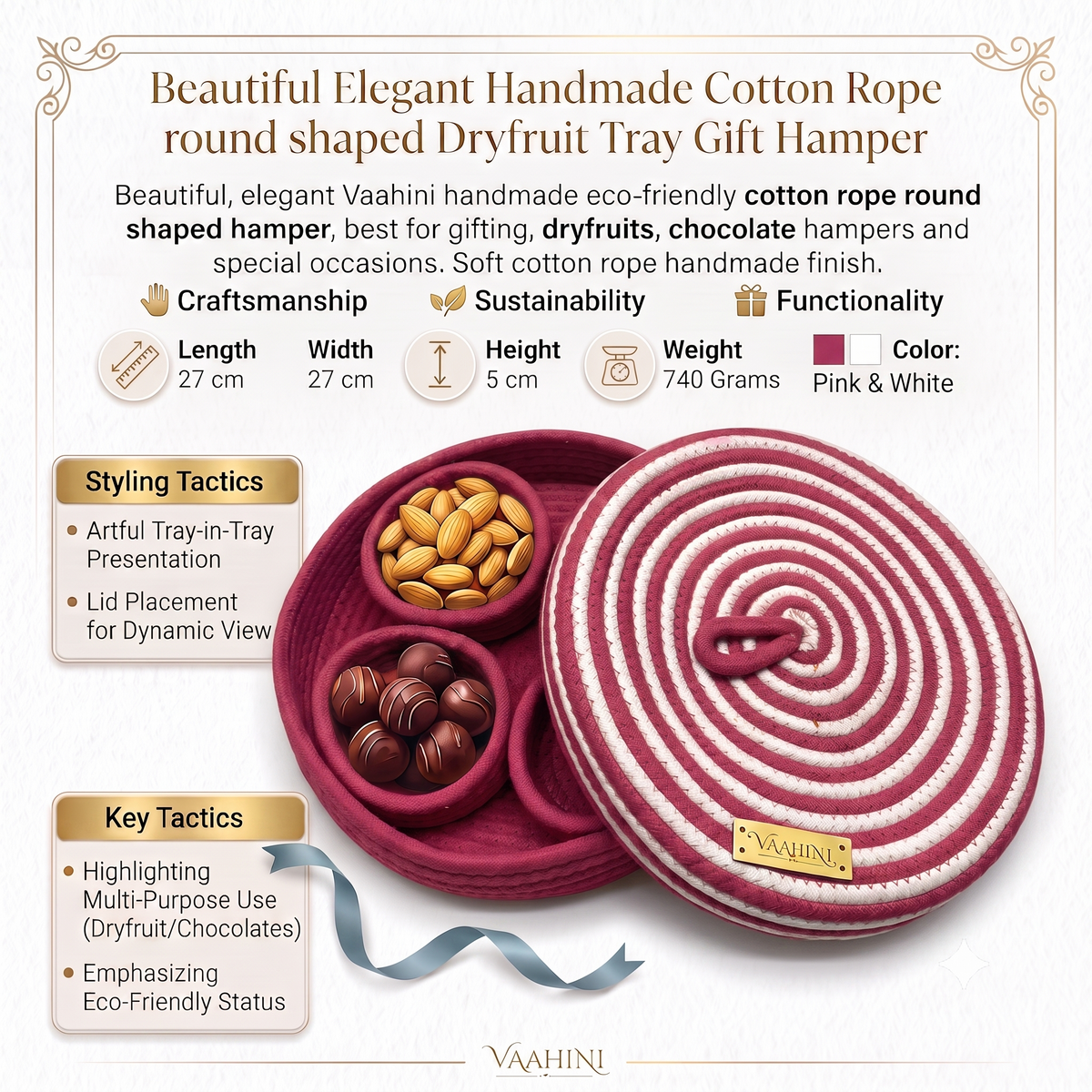 Vaahini Dry Fruit Basket specifications infographic