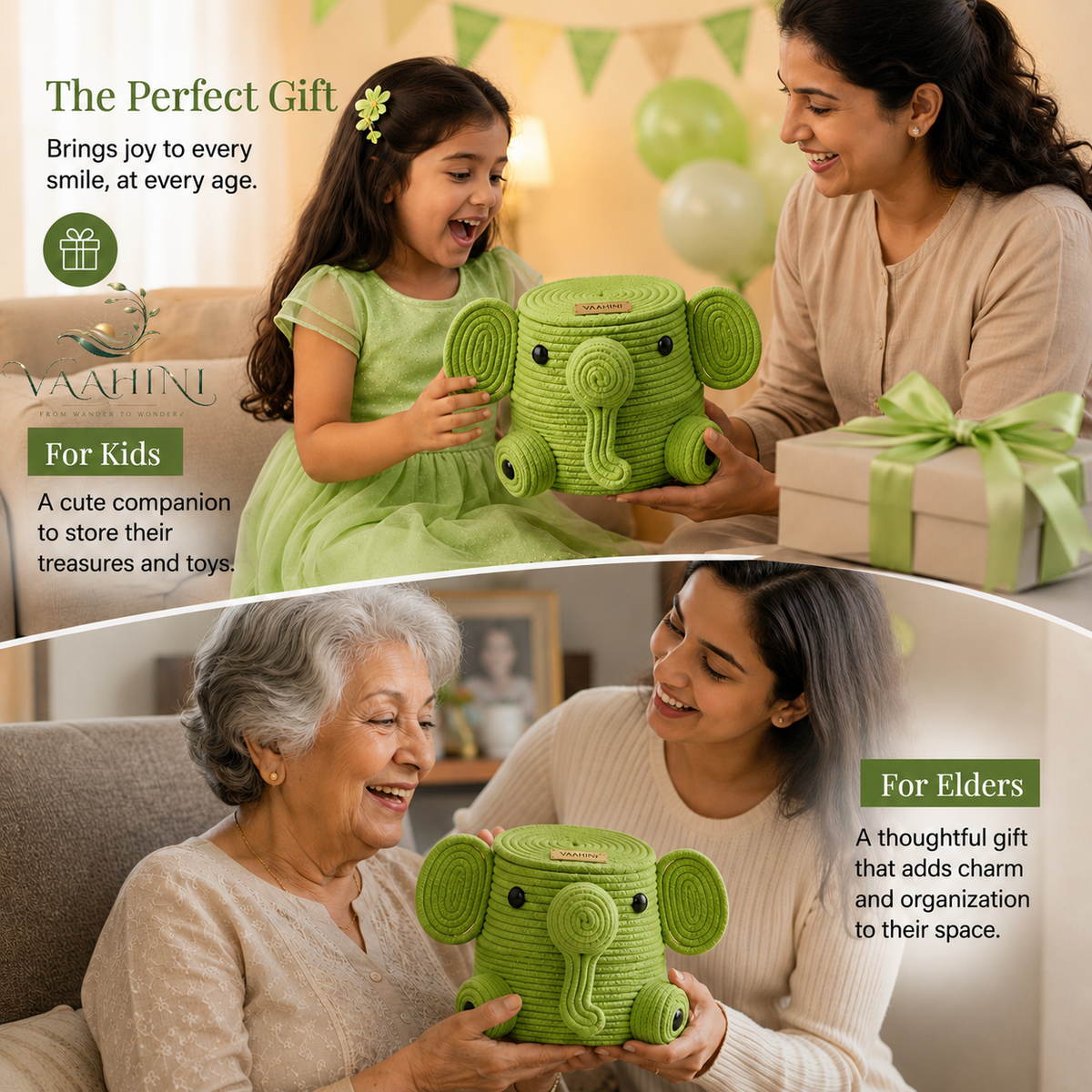 Vaahini Elephant Basket – perfect gift for kids and elders