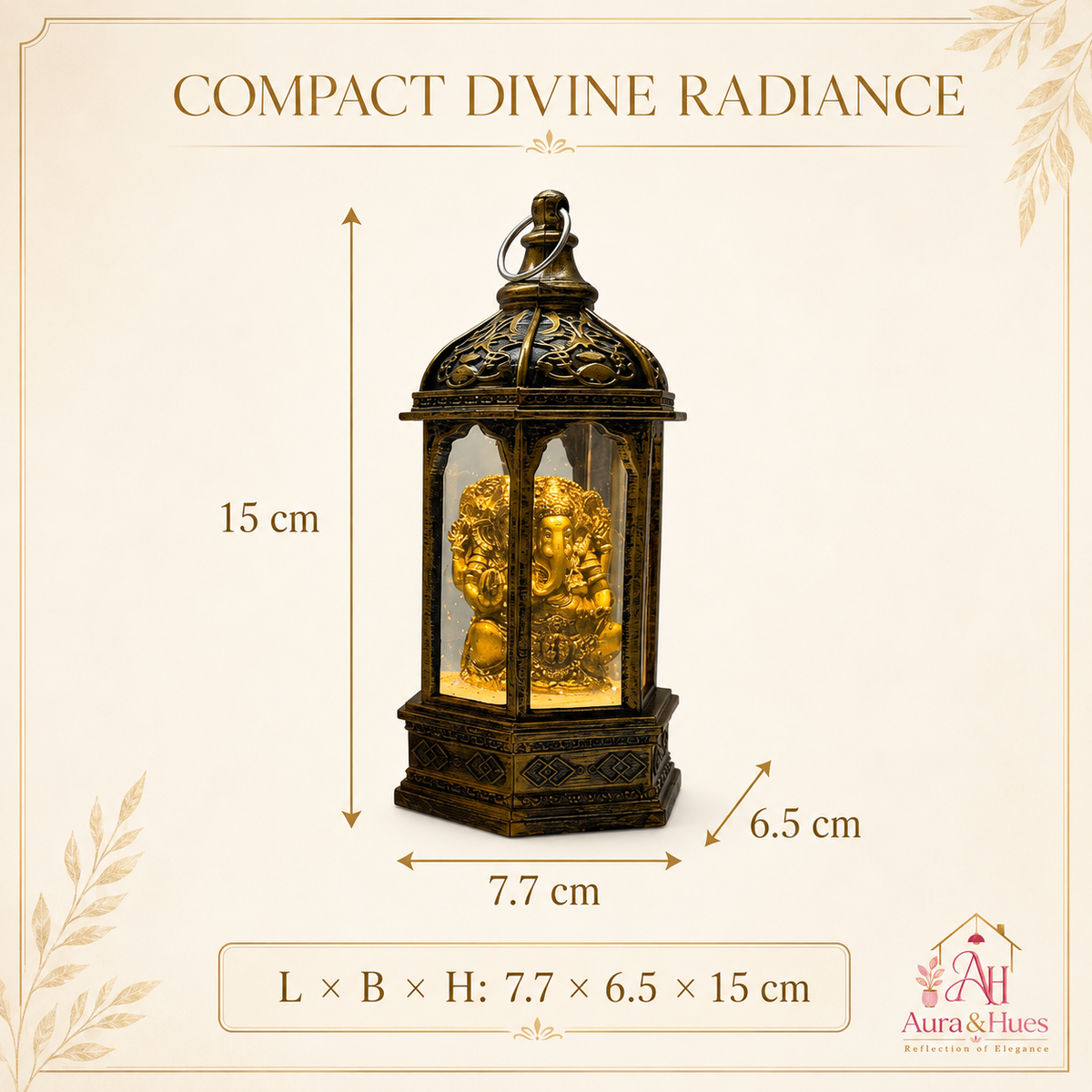 Ganesha Lantern Table Lamp with Warm LED Light | Decorative Diya Lamp