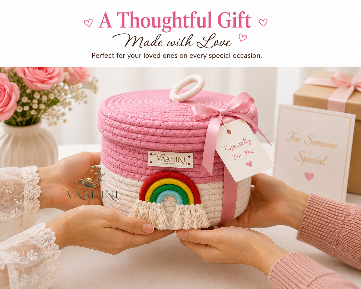 Vaahini Rainbow Cotton Rope Basket - Lifestyle