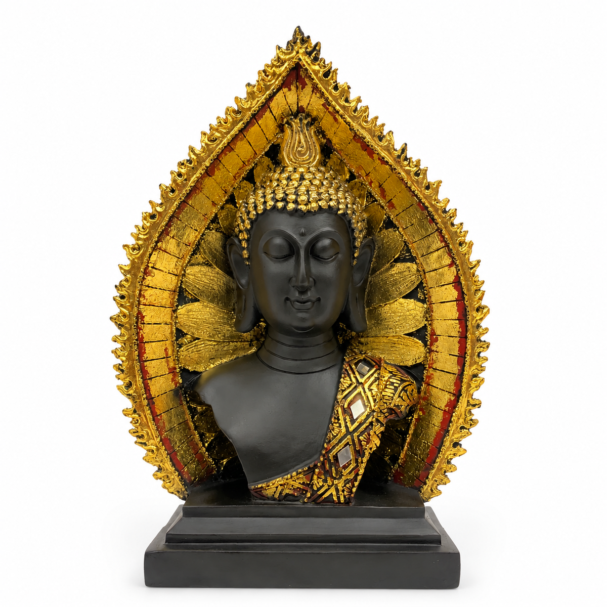Spiritual Meditating Buddha Showpiece - Golden & Ebony Black