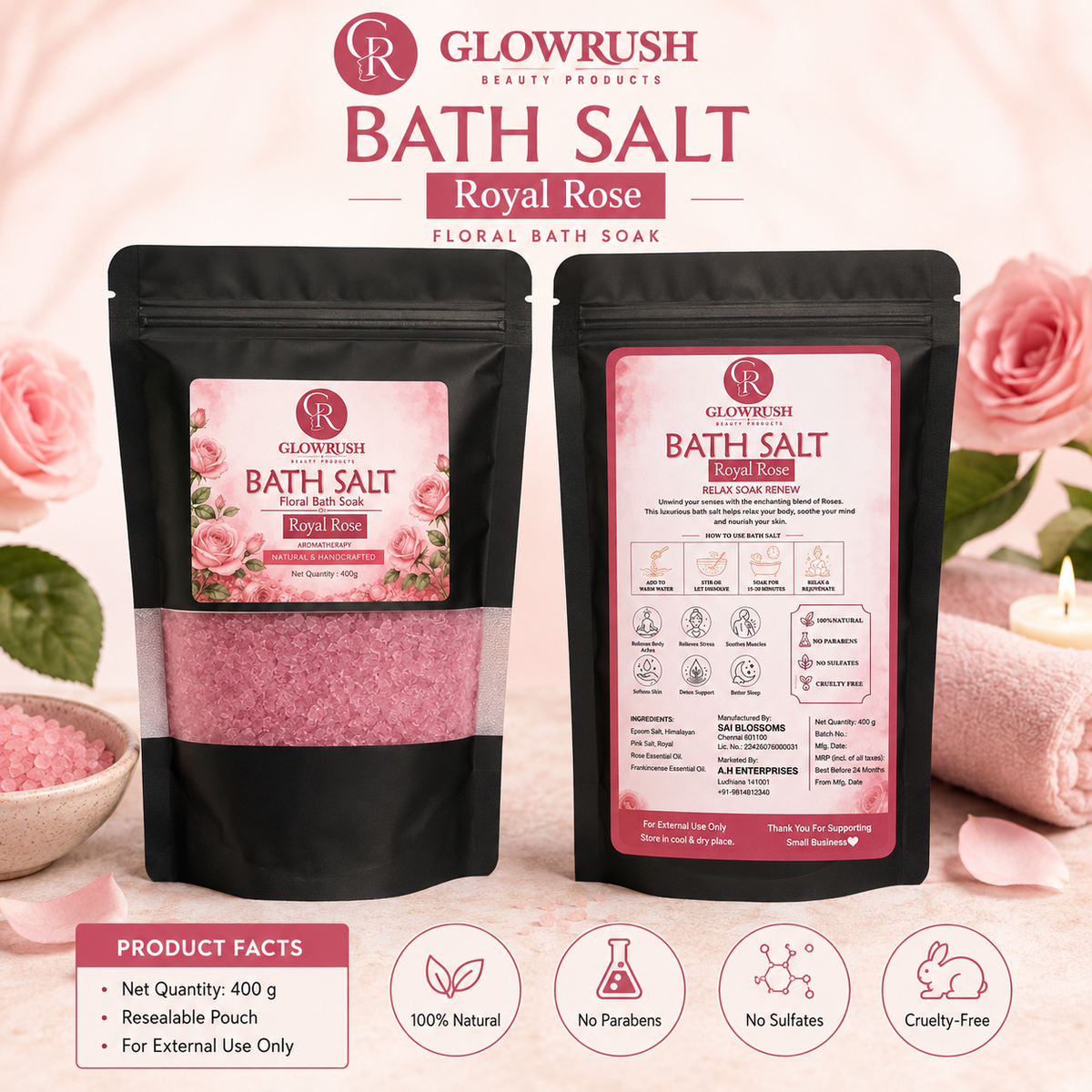 Bath Salt Color Red (Royal Rose)