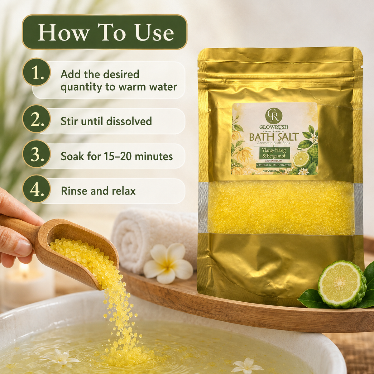 Bath Salt Color Yellow (Ylang-Ylang & Bergamot)