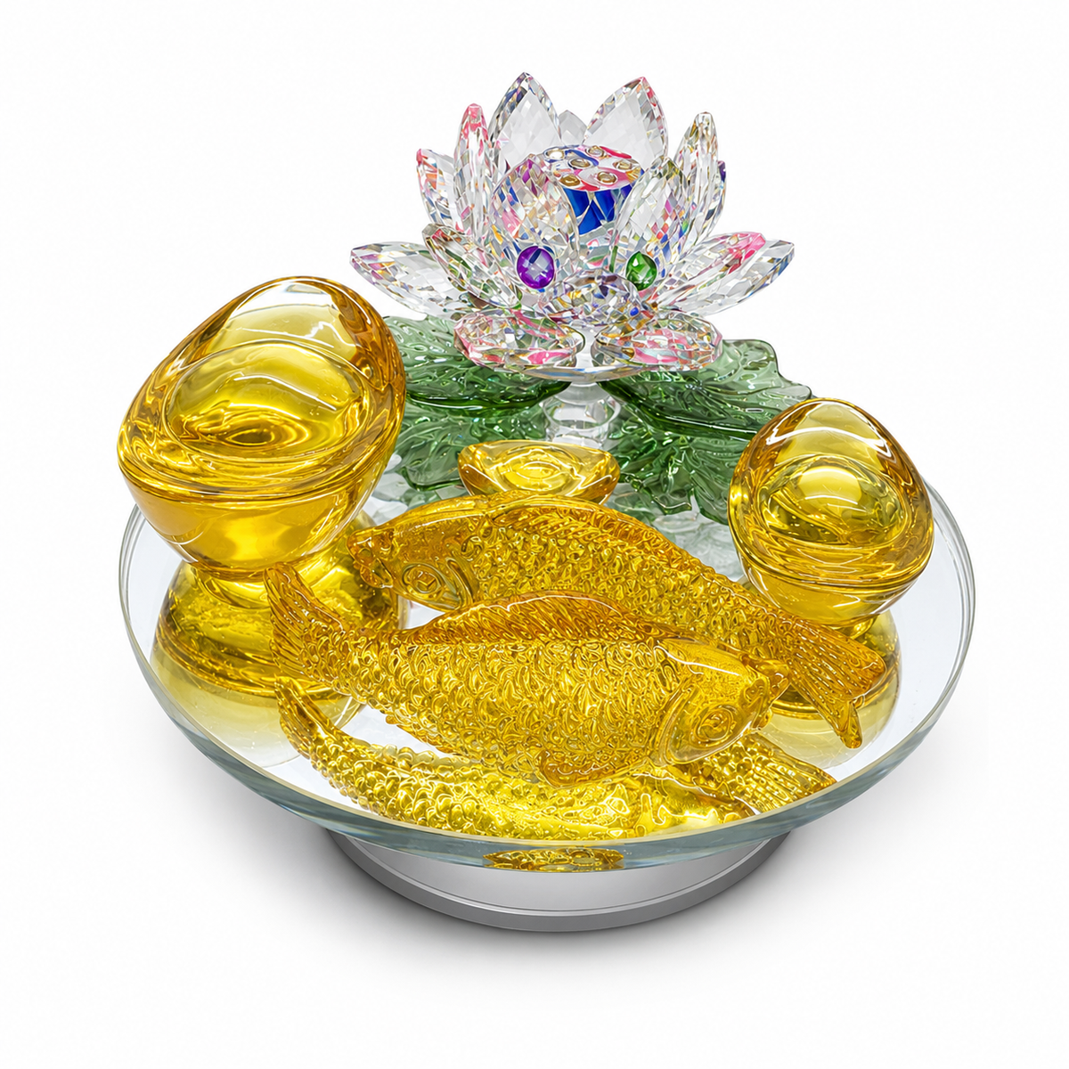 Aura & Hues Handcrafted Sparkling Faceted Crystal Decor Showpiece Prism Centerpiece Sculpture for Modern Living Room Accent