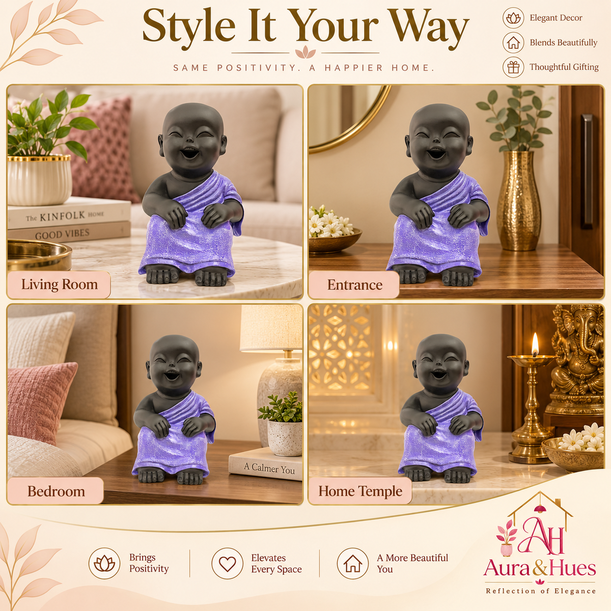 Thinking Pose Home Decor Doll - Purple & Black