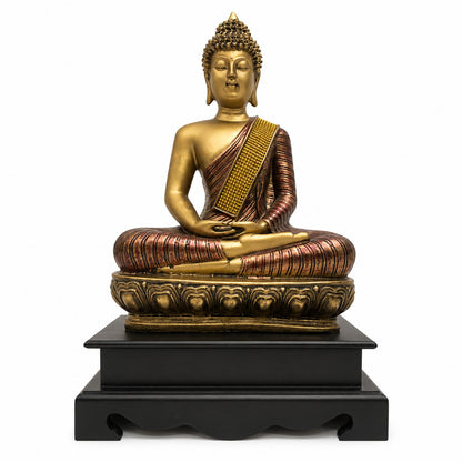 Ornate Royal Reclining Buddha Idol - Antique Gold, Maroon & Black