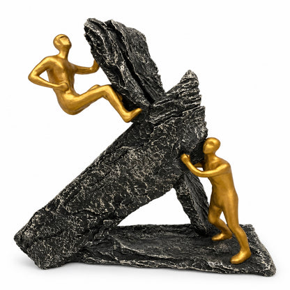 Abstract Modernist Family Figurine - Gold, Silver & Black (B)