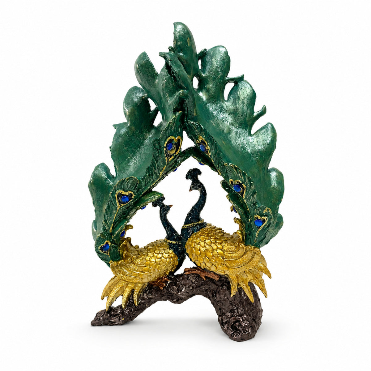 Modern Stylized Sail Wave Showpiece - Gold & Emerald Green