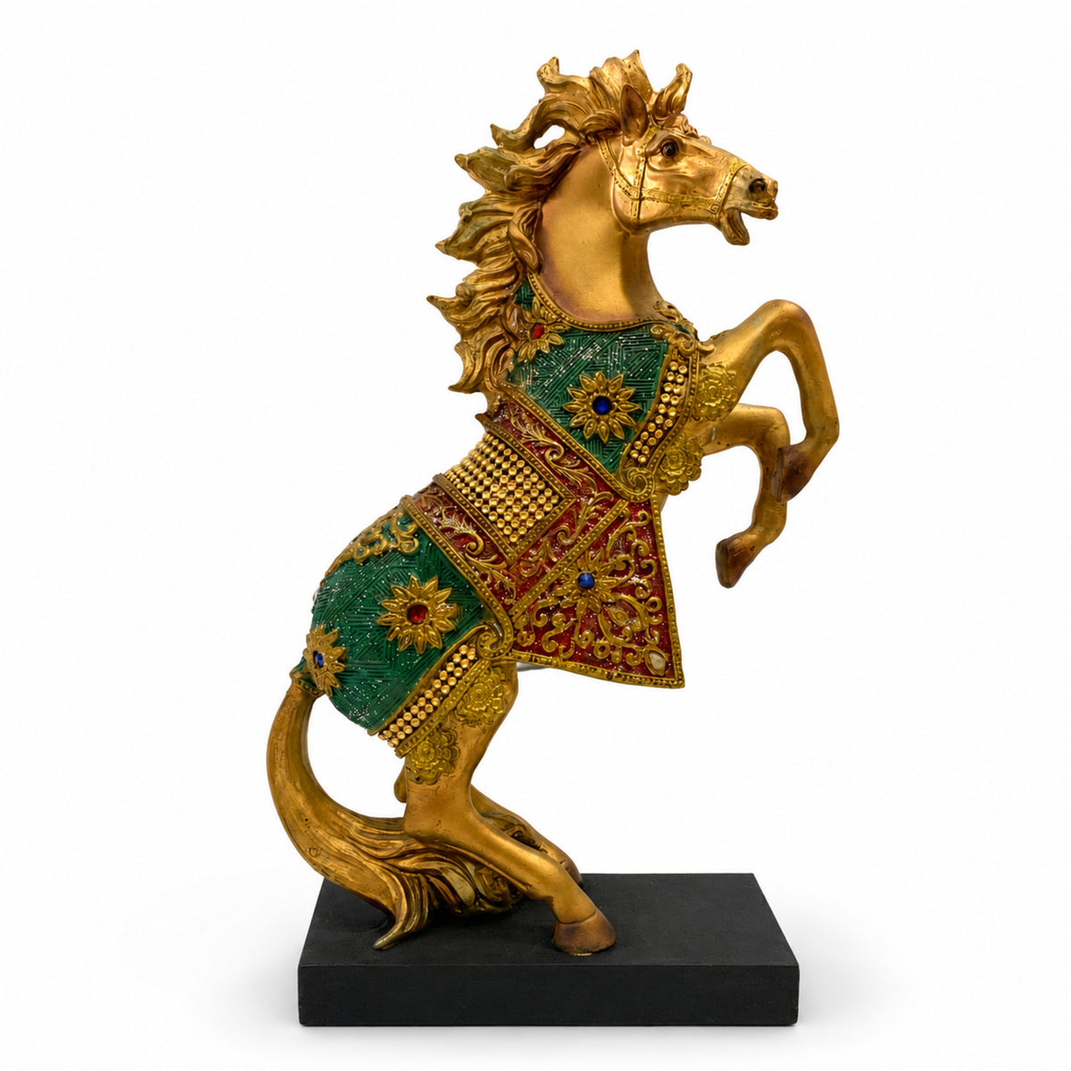 Royal Vastu Show Horse with Traditional Finish - Bronze, Green & Red