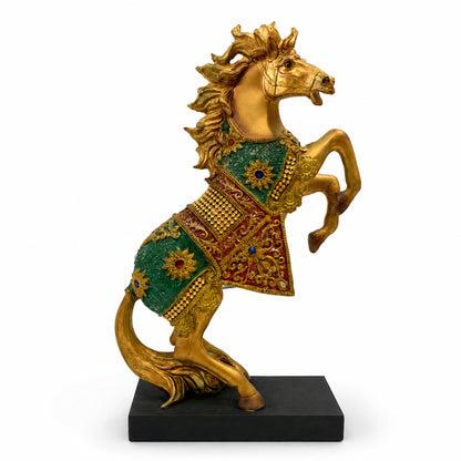 Royal Vastu Show Horse with Traditional Finish - Bronze, Green & Red