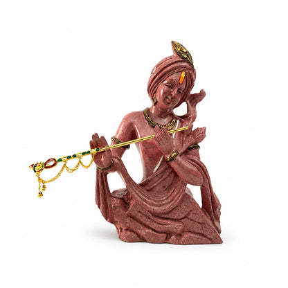 Divine Lord Krishna Playing Flute Idol - Dusty Rose Gold