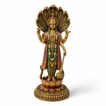 Grand Temple-Style Standing Lord Shiva Statue, Bronze, Gold & Maroon