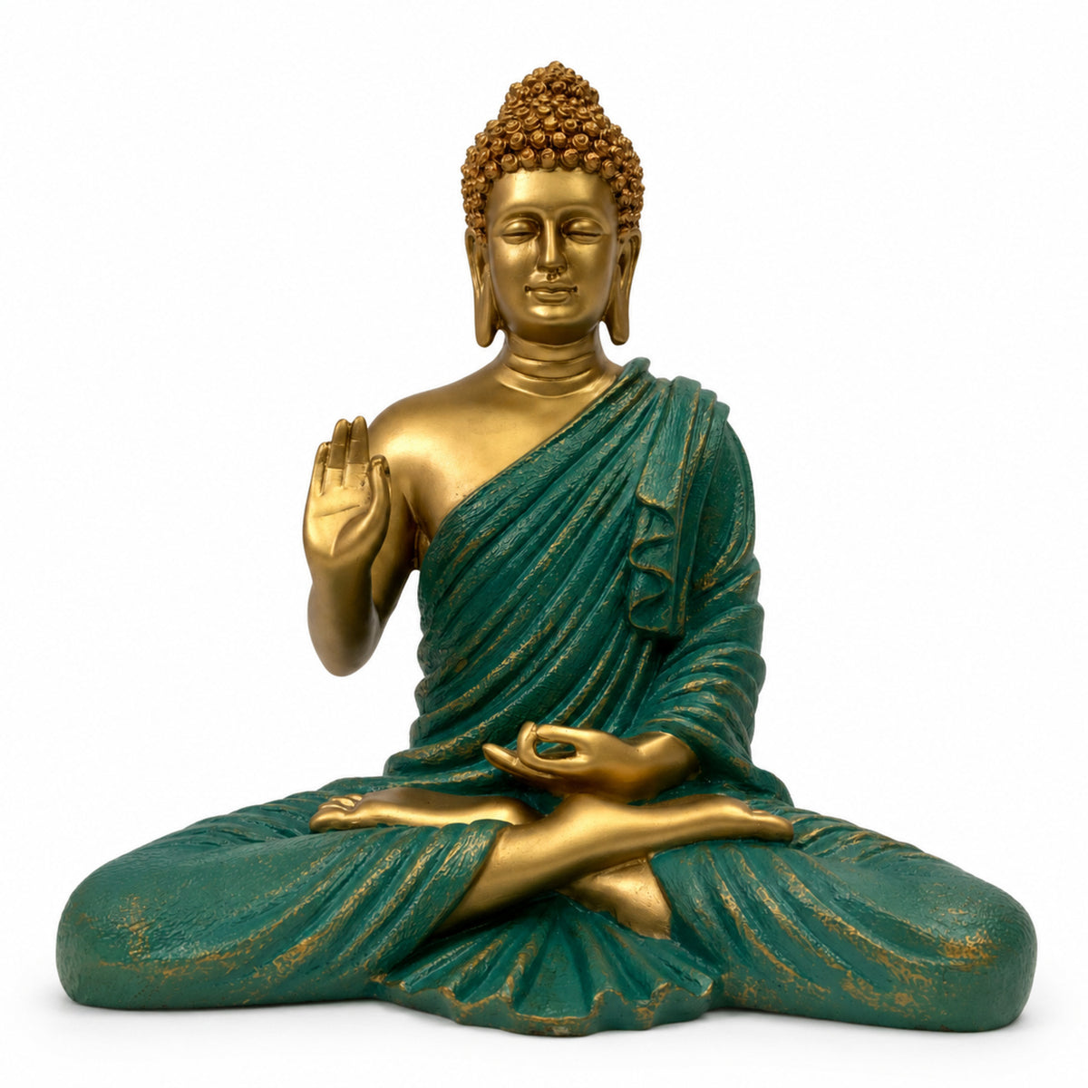 Meditating Dhyana Buddha Idol - Golden Green