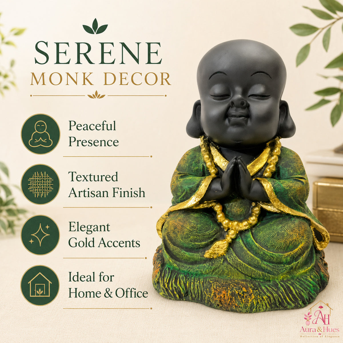 Abstract Modern Elegance Figurine - Green Golden
