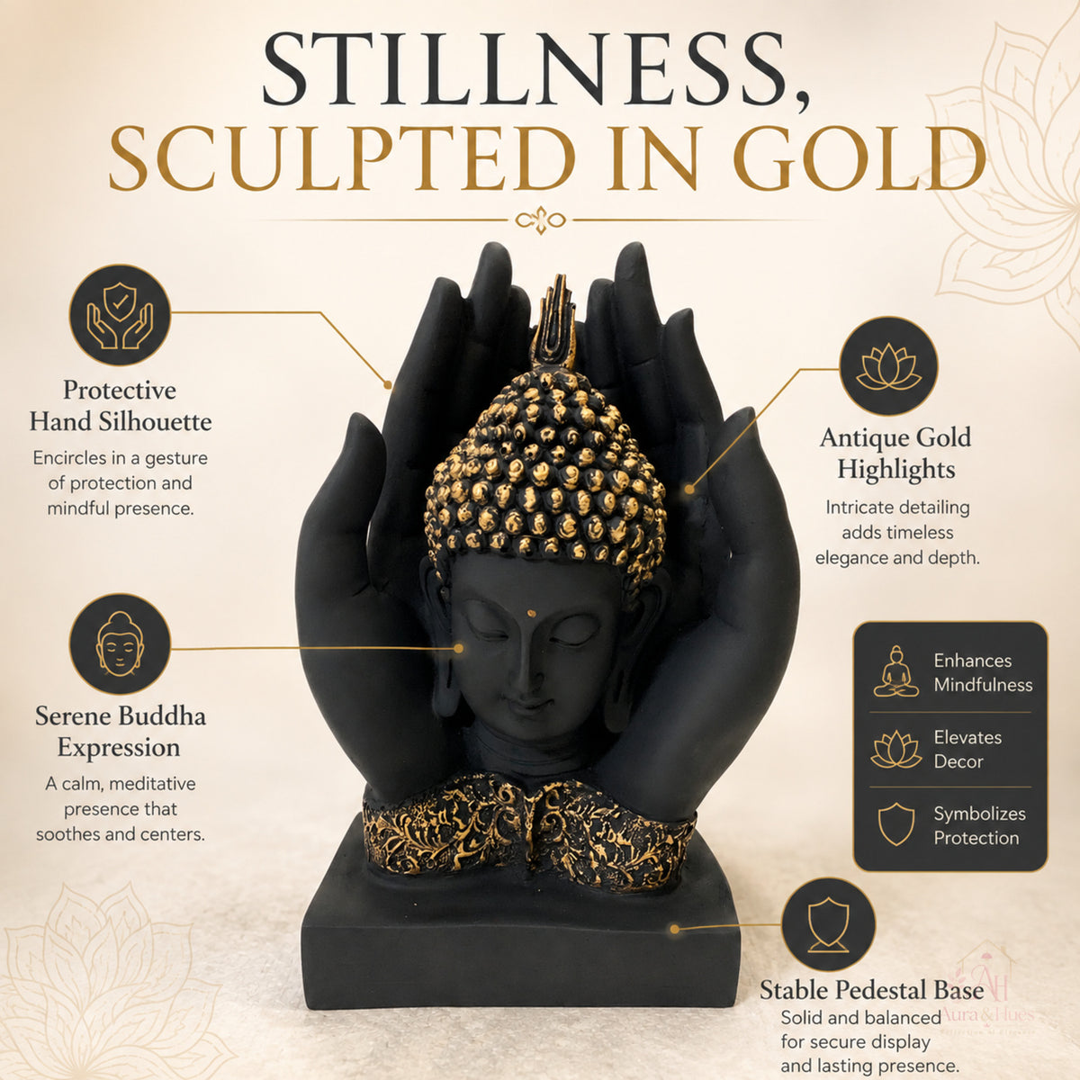 Sacred Palm Buddha Meditating Figurine (Small)