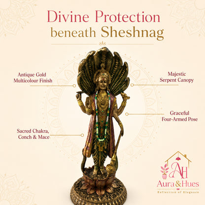 Grand Temple-Style Standing Lord Shiva Statue, Bronze, Gold & Maroon