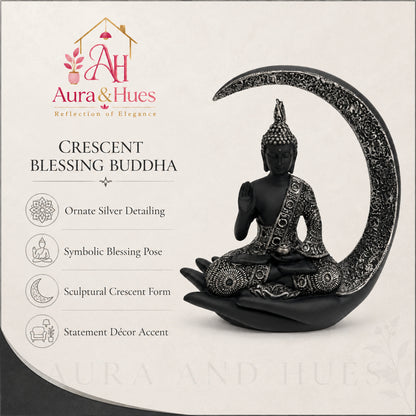 Slender Serene Buddha Idol - Sleek Black & Silver