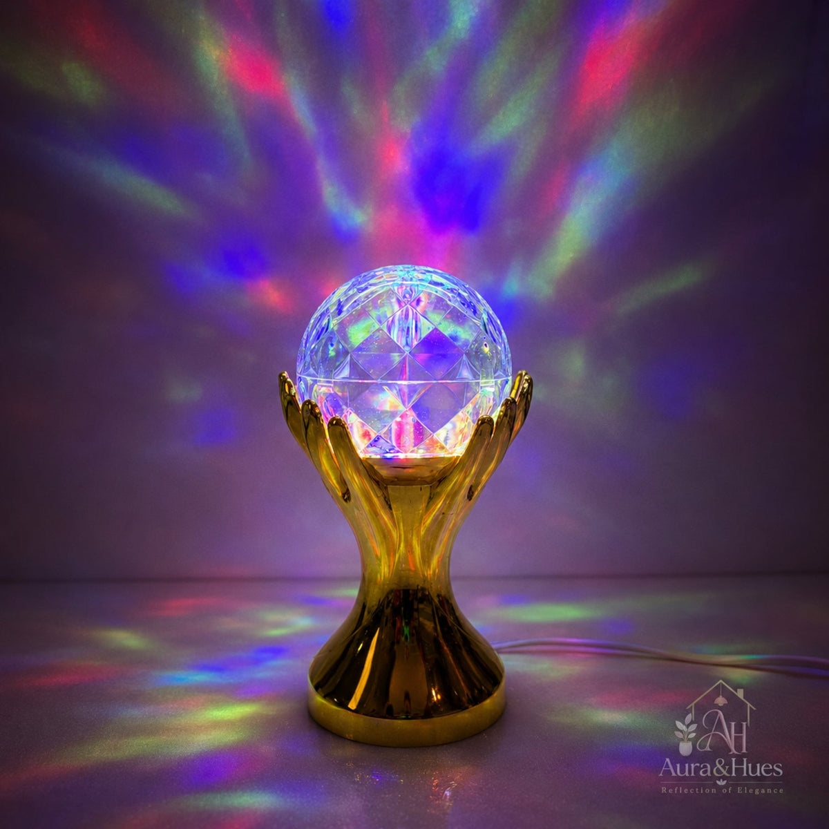 Crystal Rainbow Light projecting rainbow colors in a room