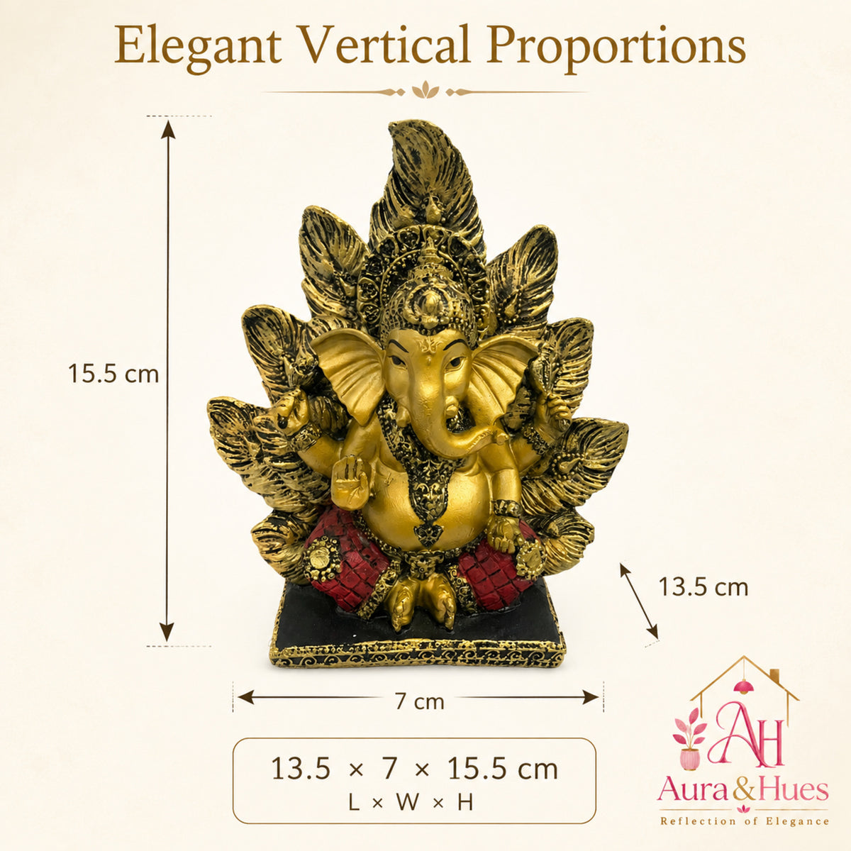 Artisanal Patta Ganesha Idol on Peepal Leaf - Antique Gold & Rich Maroon