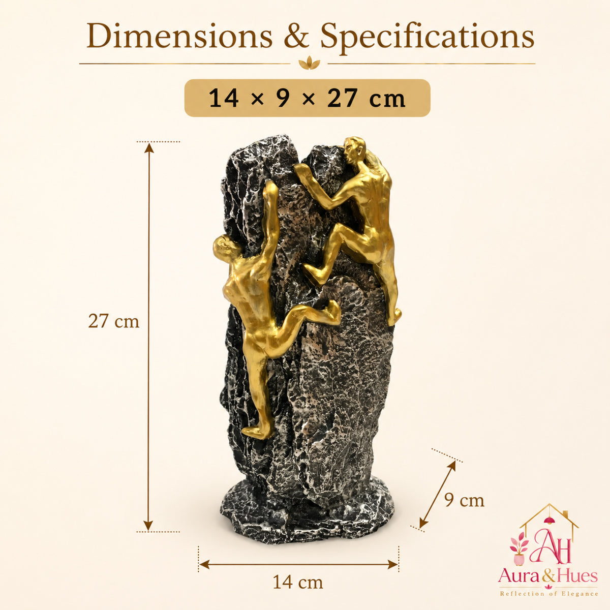 Abstract Modernist Family Figurine - Gold, Silver & Black (A)