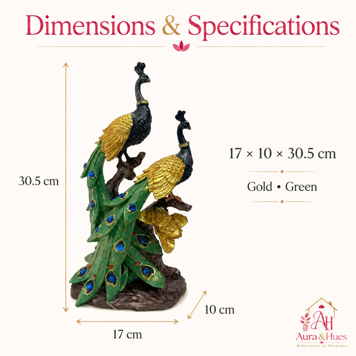 Abstract Upward Spiral Flame Figurine - Gold & Emerald Green