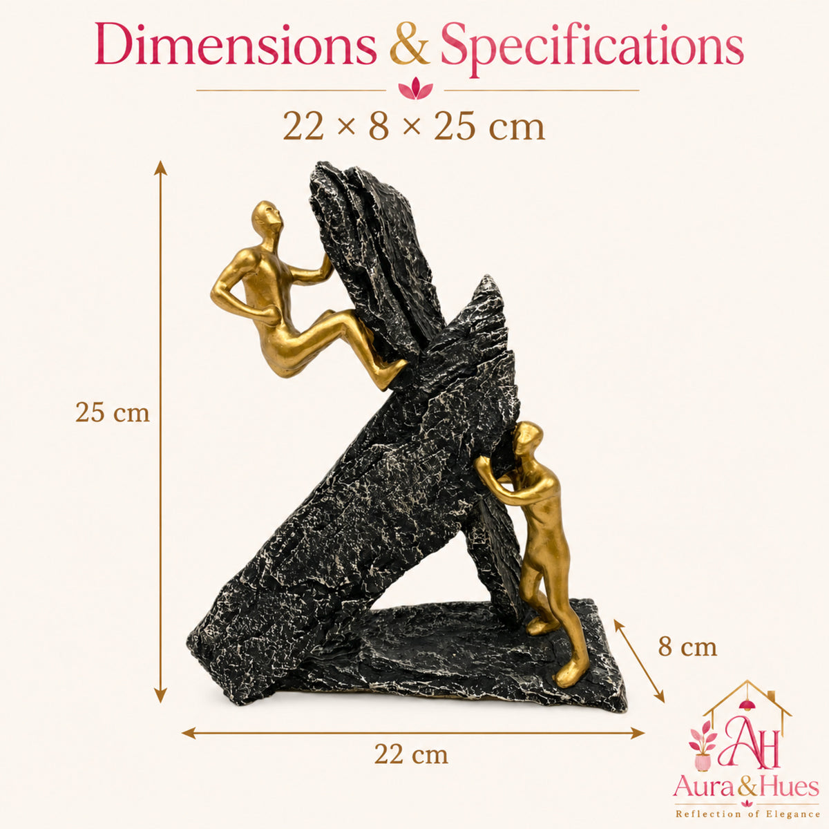 Abstract Modernist Family Figurine - Gold, Silver & Black (B)