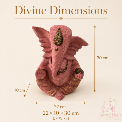 Auspicious Lord Ganesha with Flute Idol - Dusty Rose Gold