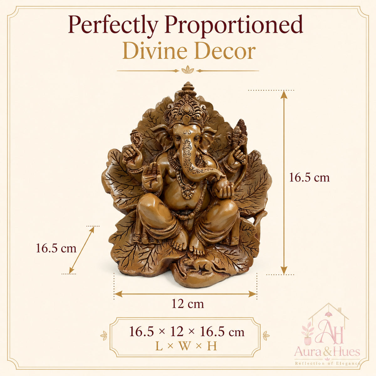Artisanal Patta Ganesha Idol on Peepal Leaf - Matte Earthy Brown (Medium)