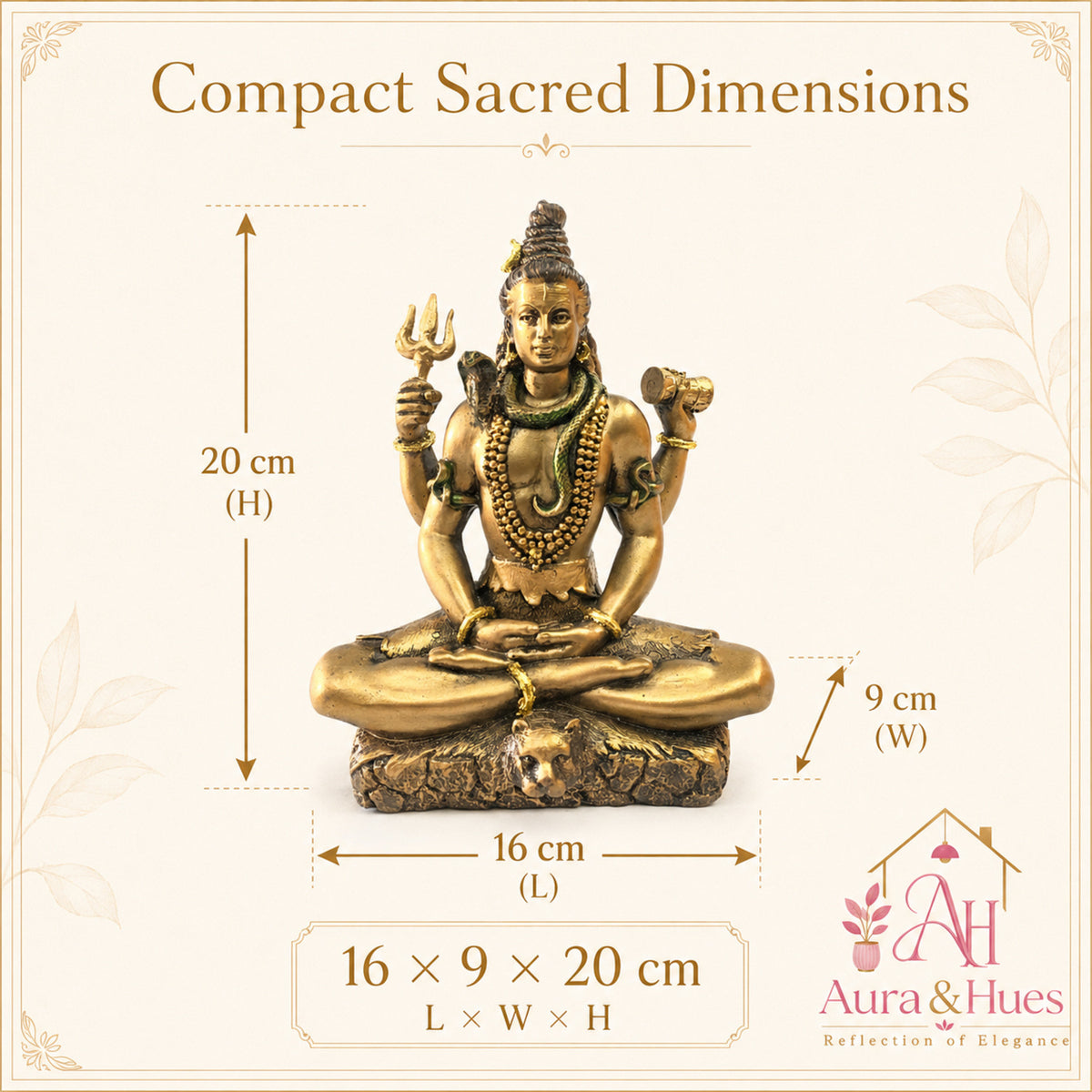Sacred Meditating Lord Shiva Figurine - Metallic Bronze