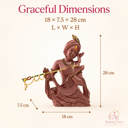 Divine Lord Krishna Playing Flute Idol - Dusty Rose Gold
