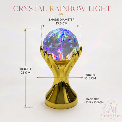 Crystal Rainbow Light dimensions infographic