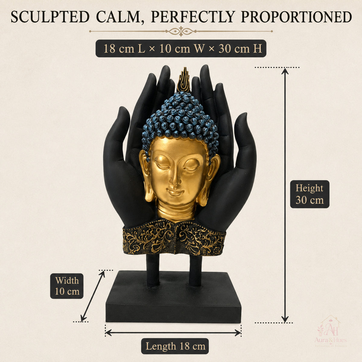 Sacred Palm Buddha Meditating Figurine (Large)
