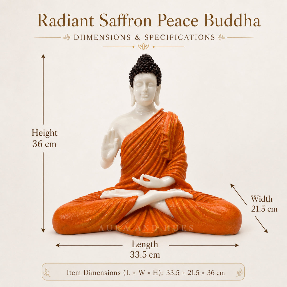 Meditating Dhyana Buddha Idol - White & Terracotta Orange
