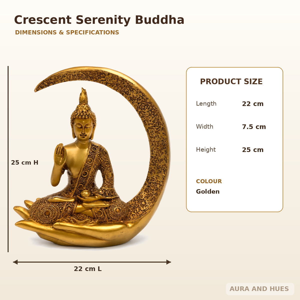 Slender Serene Buddha Idol - Radiant Golden