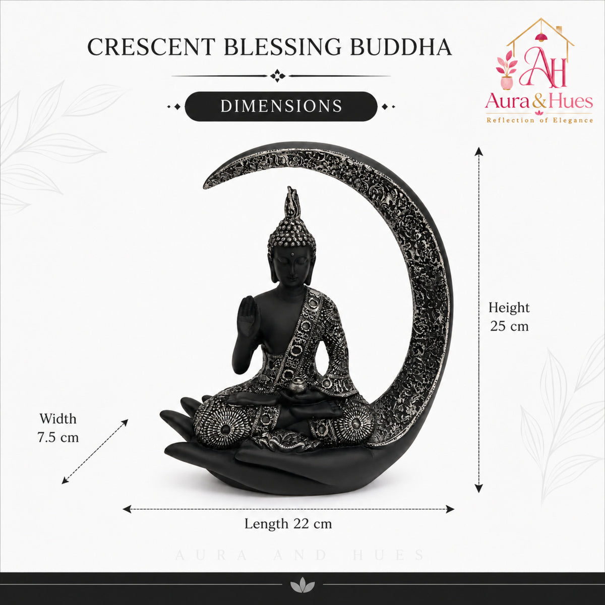 Slender Serene Buddha Idol - Sleek Black & Silver
