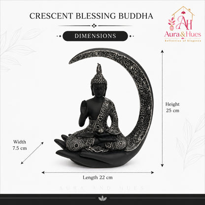 Slender Serene Buddha Idol - Sleek Black & Silver
