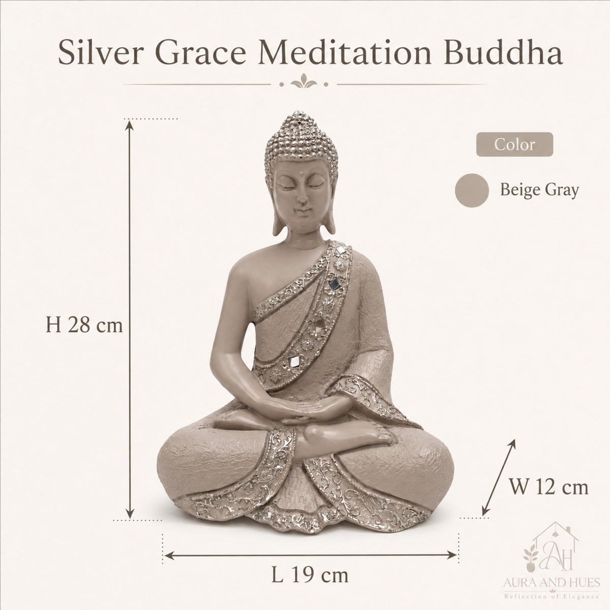 Contemplative Sitting Buddha Statue - Beige Gray