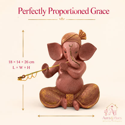 Sacred Lord Ganesha Meditating Idol - Dusty Rose Gold
