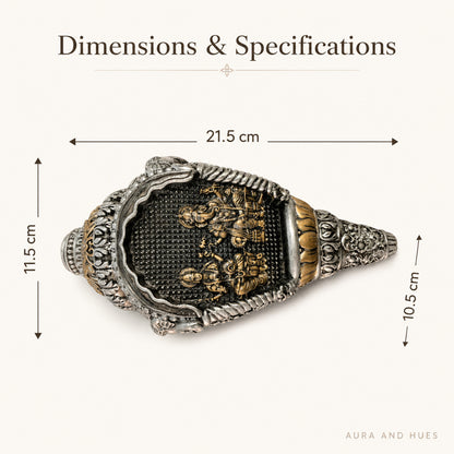 Divine Lakshmi & Ganesha Shankh Duo with Dark Brown Box - Silver & Gold