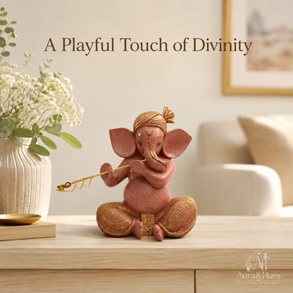 Sacred Lord Ganesha Meditating Idol - Dusty Rose Gold