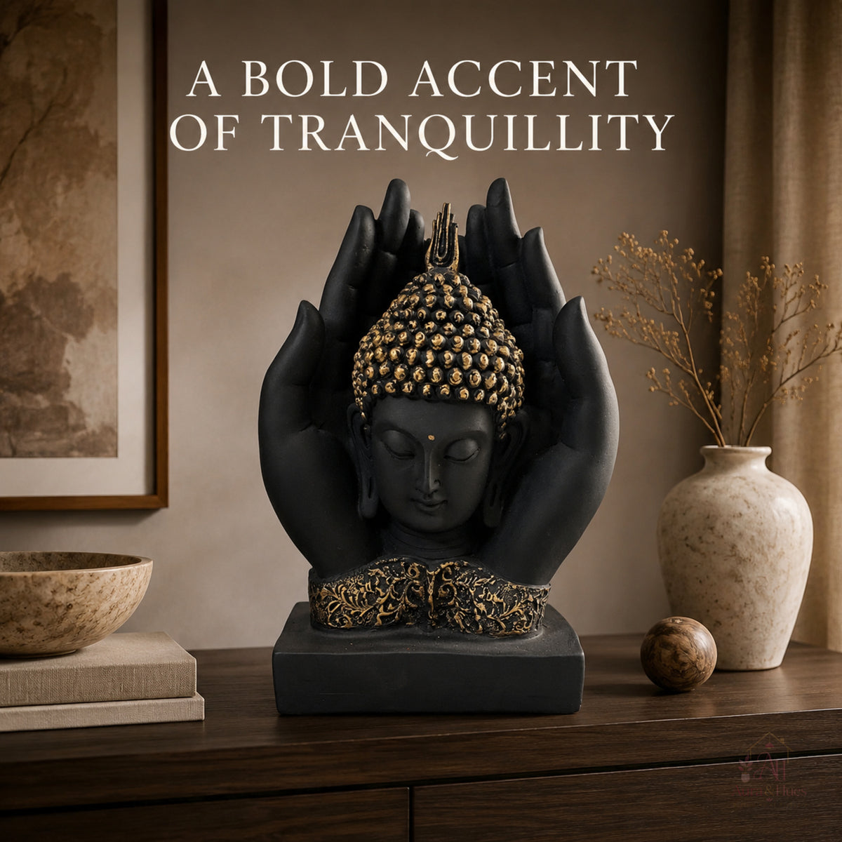 Sacred Palm Buddha Meditating Figurine (Small)