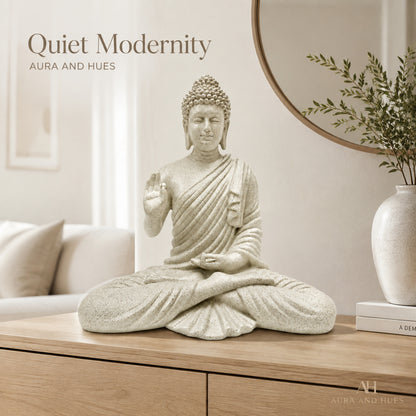 Meditating Dhyana Buddha Idol - Pristine White