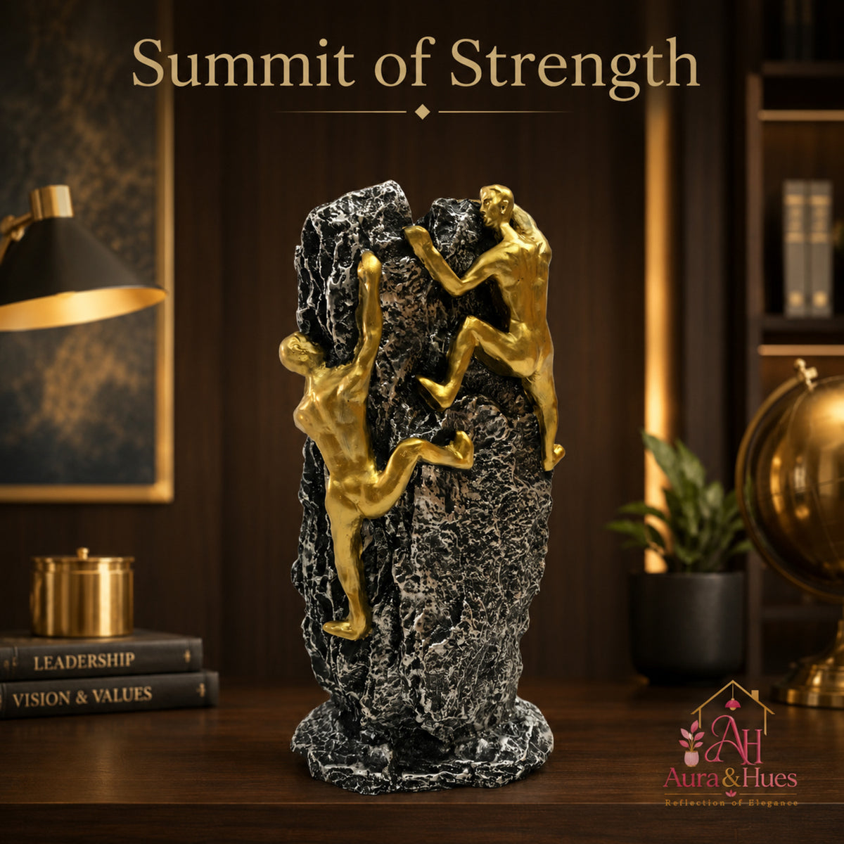 Abstract Modernist Family Figurine - Gold, Silver & Black (A)
