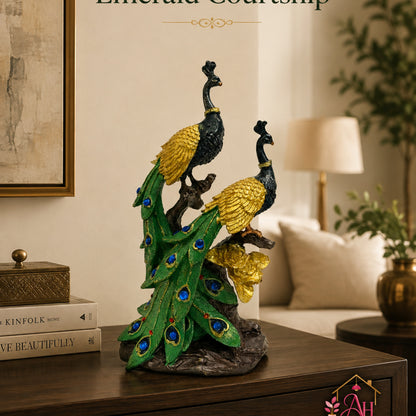 Abstract Upward Spiral Flame Figurine - Gold & Emerald Green