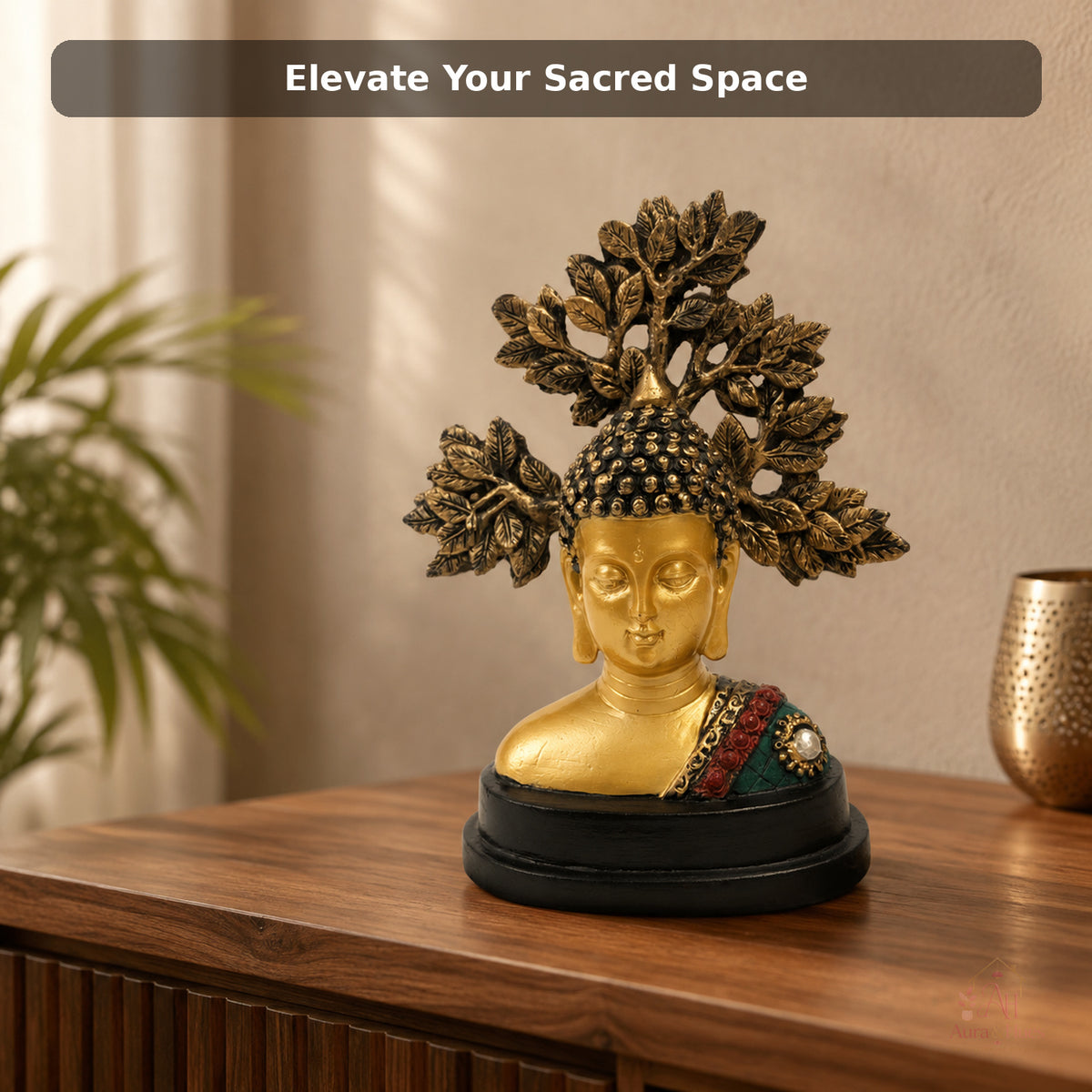 Antique Golden Meditating Buddha Figurine