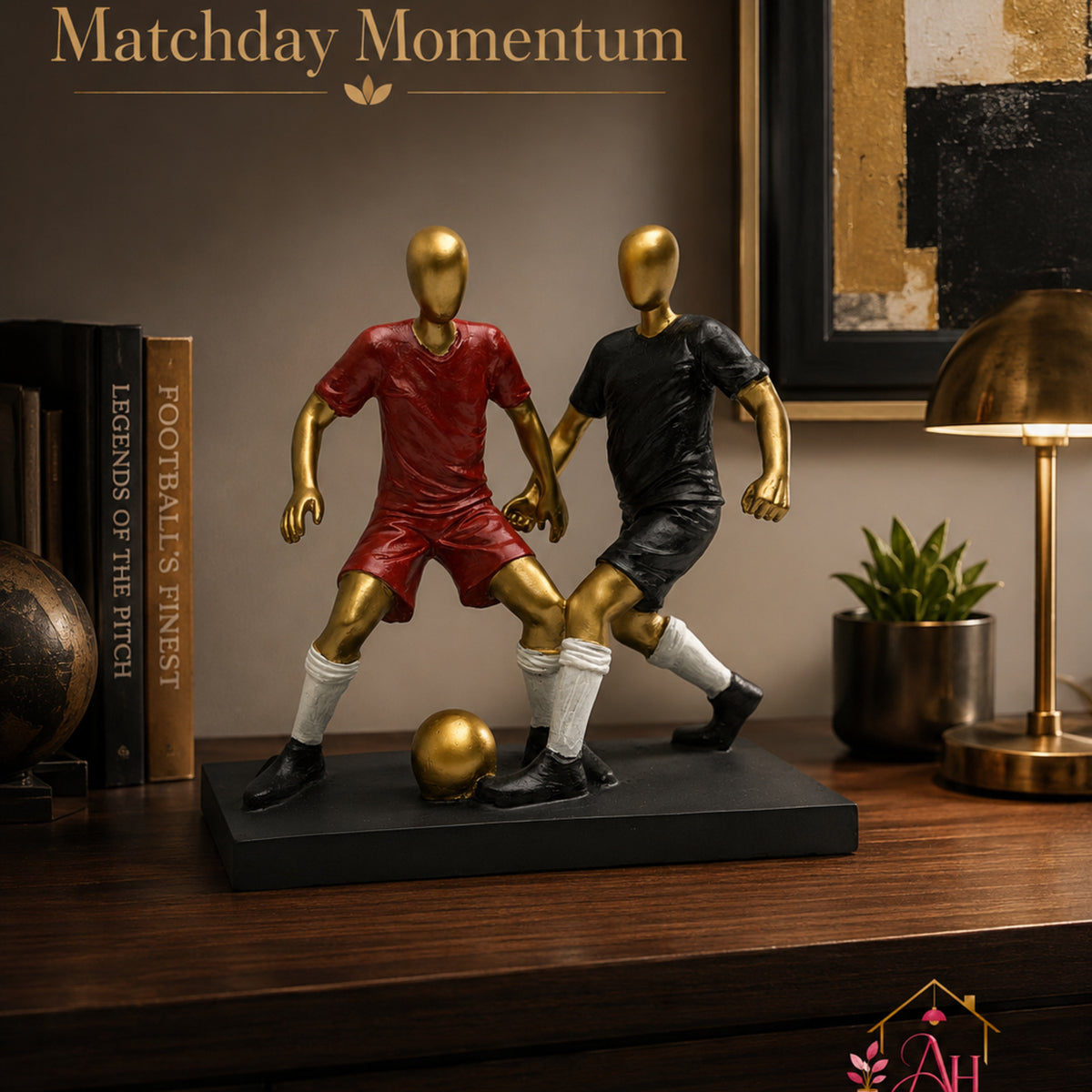 Contemporary Stylized Tribal Couple Showpiece - Black, Gold & Maroon (B)